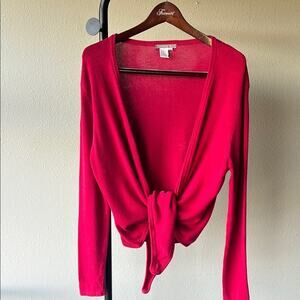 Isabella Bird Women’s Tie-Front Magenta Cardigan Sweater - size L